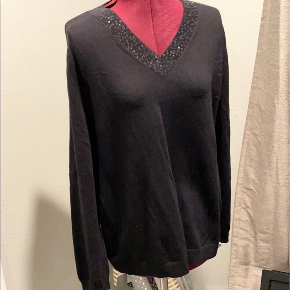 Black sweater with sequin accents